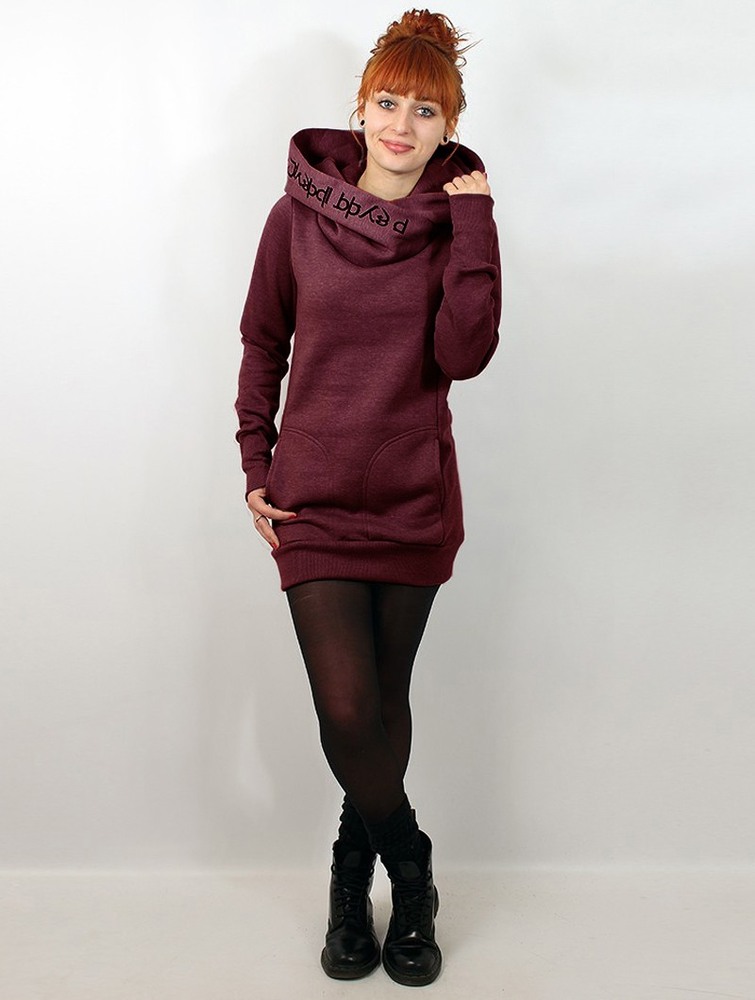 Bluza z Kapturem Toonzshop Lovely Reaper Long Hoodie Damskie Mottled wine | RCUJM-2415