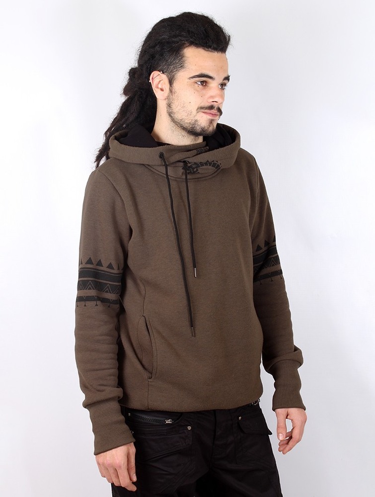 Bluza z Kapturem Toonzshop Zikit Hoodie Męskie Brązowe | LKTUH-2785