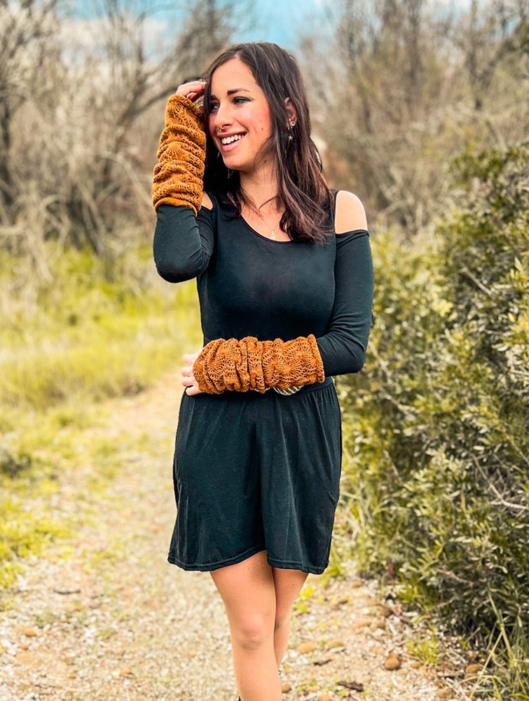 Fingerless gloves-legwarmers Toonzshop Yüm Crochet Arm Warmers Damskie Rusty | YCRJB-4017