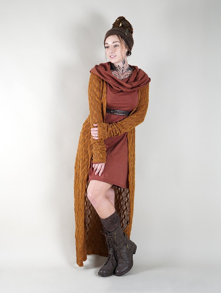 Kardigan Toonzshop Boheme Crochet Long Cardigan Damskie Rusty | COLYD-2509