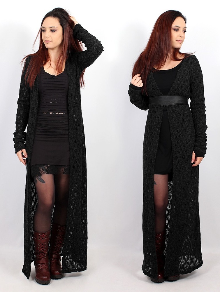 Kardigan Toonzshop Boheme Crochet Long Cardigan Damskie Czarne | TFZPM-5102