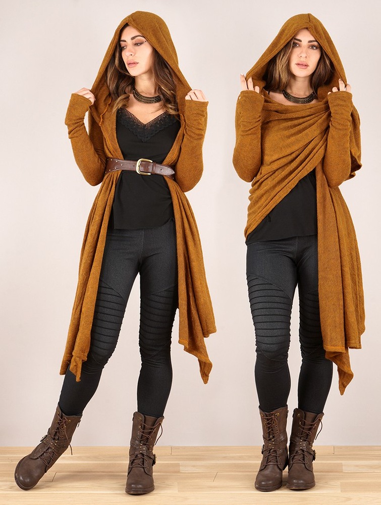 Kardigan Toonzshop Danaeriz Long Sleeve Hooded Shawl Cardigan Damskie Rusty | PDSER-3768