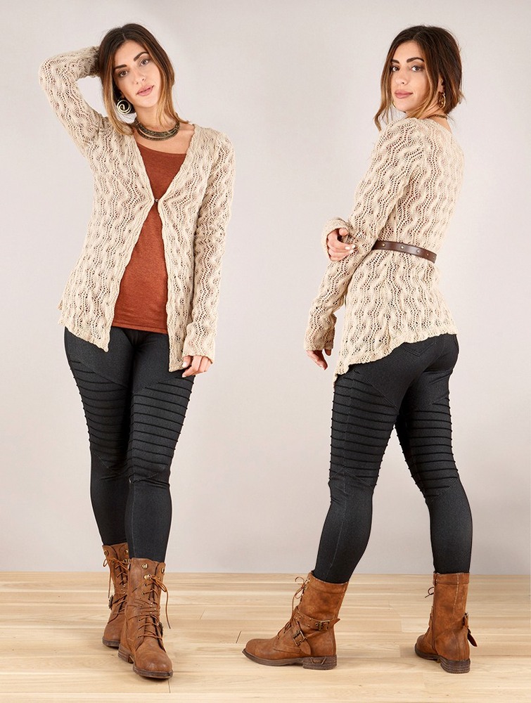 Kardigan Toonzshop Idrïss Crochet Cardigan Damskie Beżowe | UXNCO-9603