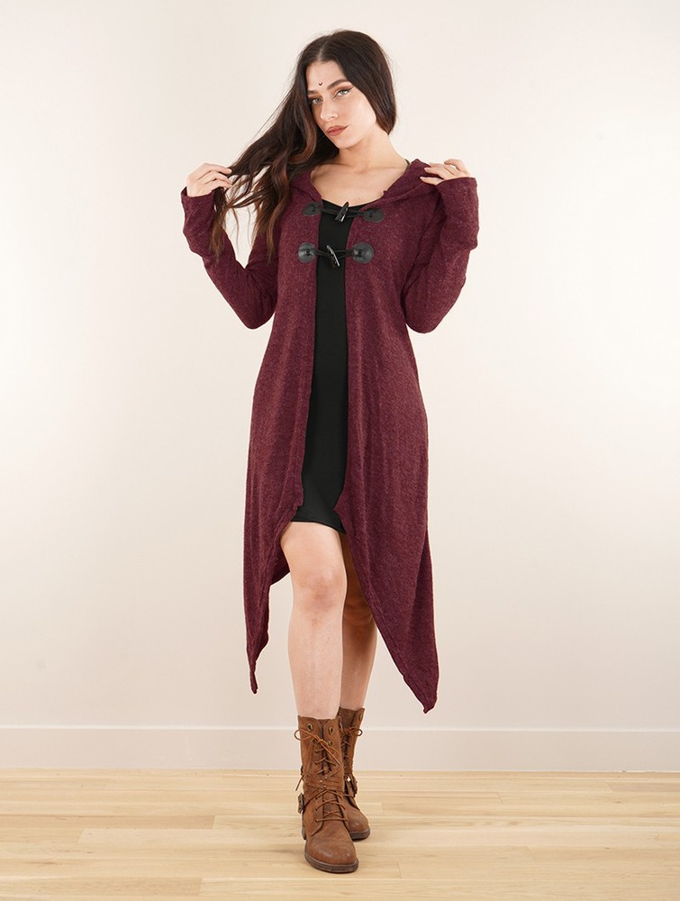 Kardigan Toonzshop Makshi Cardigan Damskie Wine | UEXQM-6091