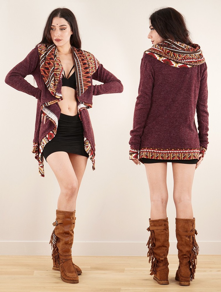 Kardigan Toonzshop Namkha Lima Cardigan Damskie Wine | CIZGS-7804