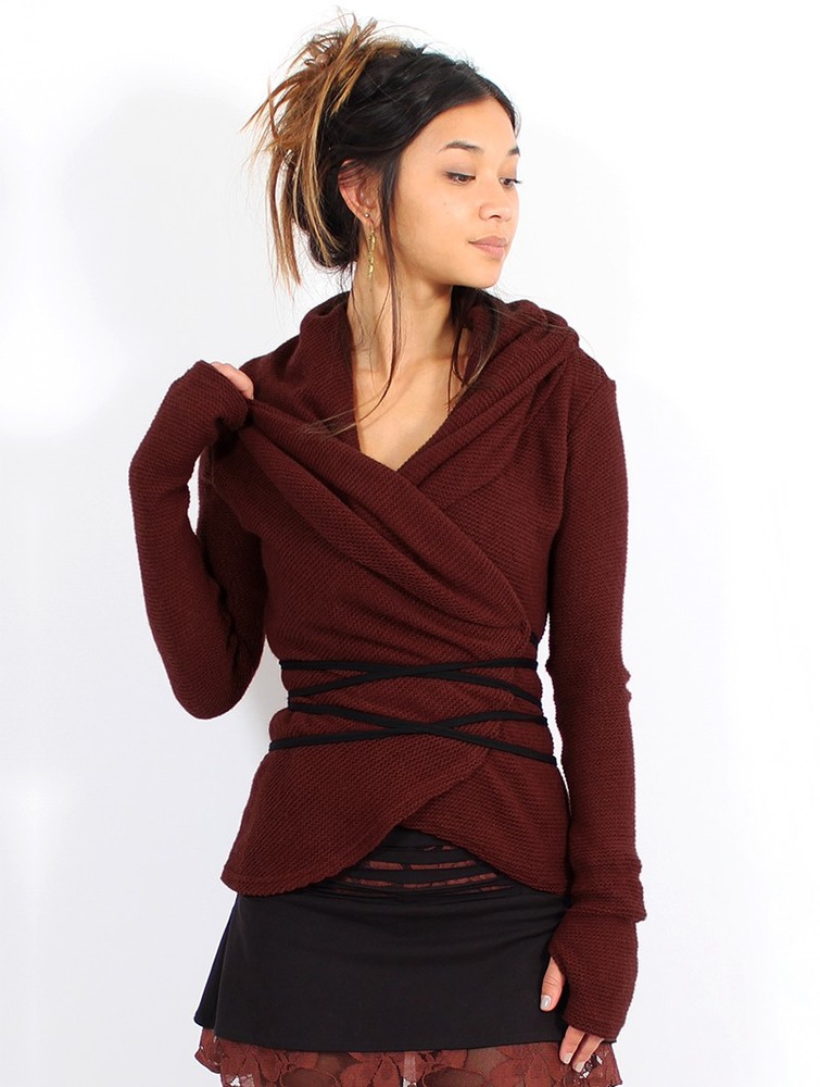 Kardigan Toonzshop Plume Wrap Over Cardigan Damskie Wine | YLOWH-5238