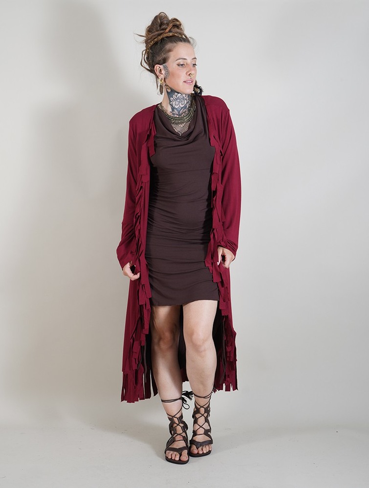 Kardigan Toonzshop Vishaya Cardigan Damskie Wine | INRGB-0495