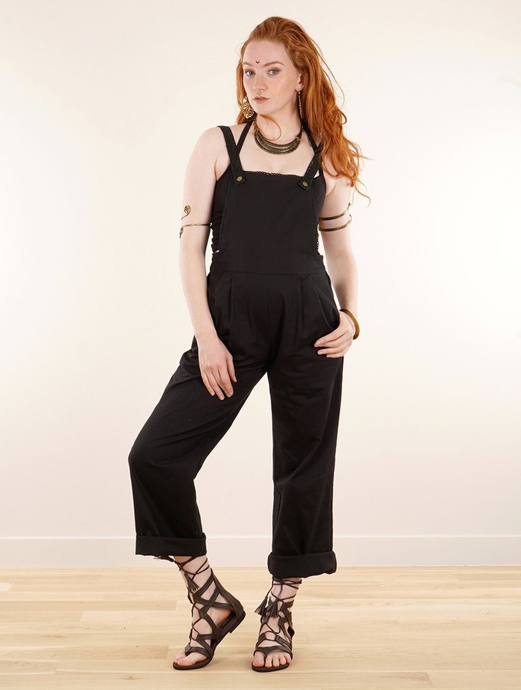 Kombinezony Długi Toonzshop Anardil Strappy Bar Back Jumpsuit With Crochet Damskie Czarne | VCOUX-3157