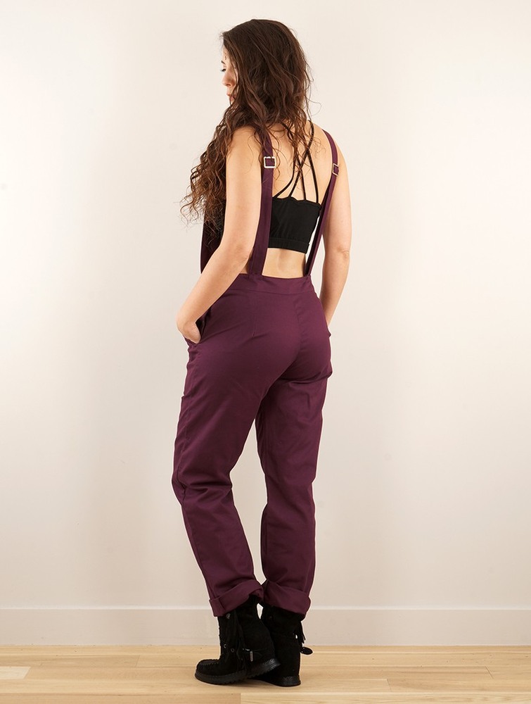 Kombinezony Długi Toonzshop Anardil Strappy Bar Back Jumpsuit With Crochet Damskie Wine | OUWVK-2354