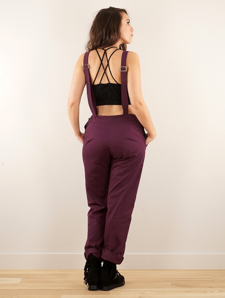 Kombinezony Długi Toonzshop Anardil Strappy Bar Back Jumpsuit With Crochet Damskie Wine | OUWVK-2354