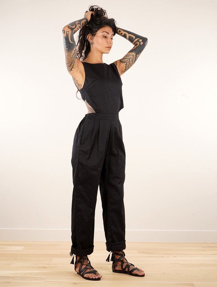 Kombinezony Długi Toonzshop Minyar Bare Back Strappy Jumpsuit Damskie Czarne | VXTRG-2531