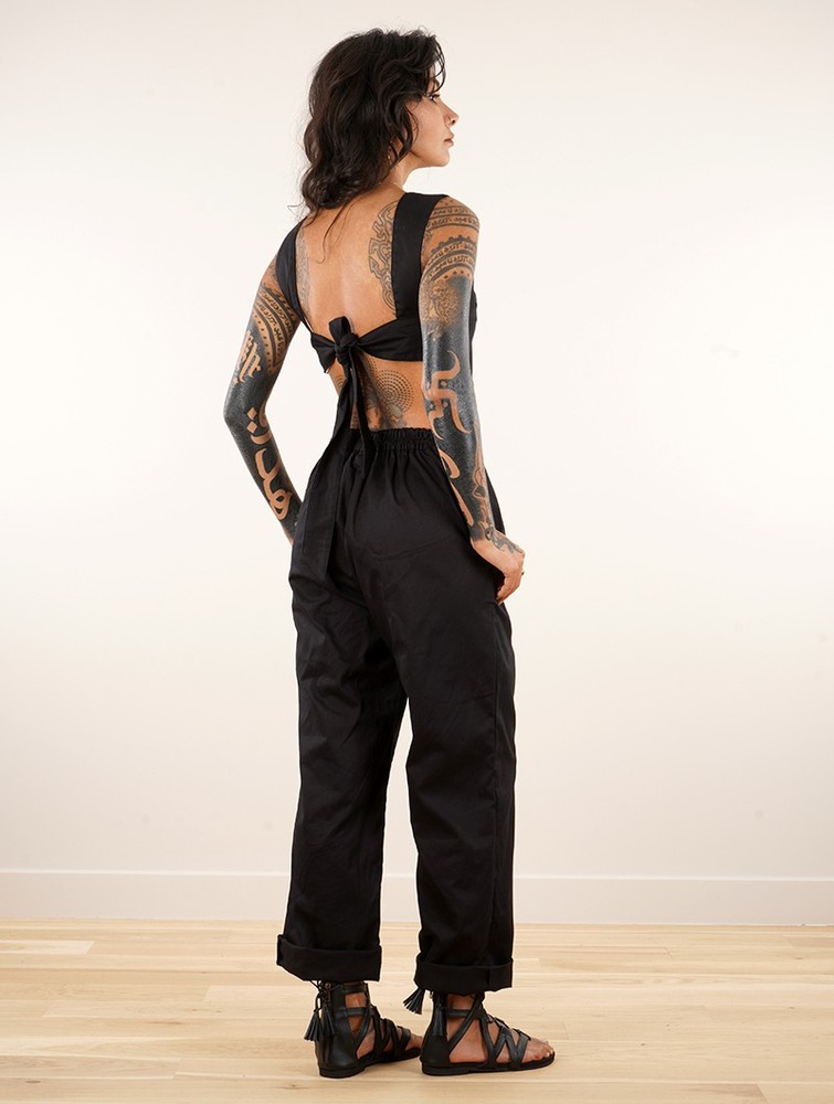 Kombinezony Długi Toonzshop Minyar Bare Back Strappy Jumpsuit Damskie Czarne | VXTRG-2531