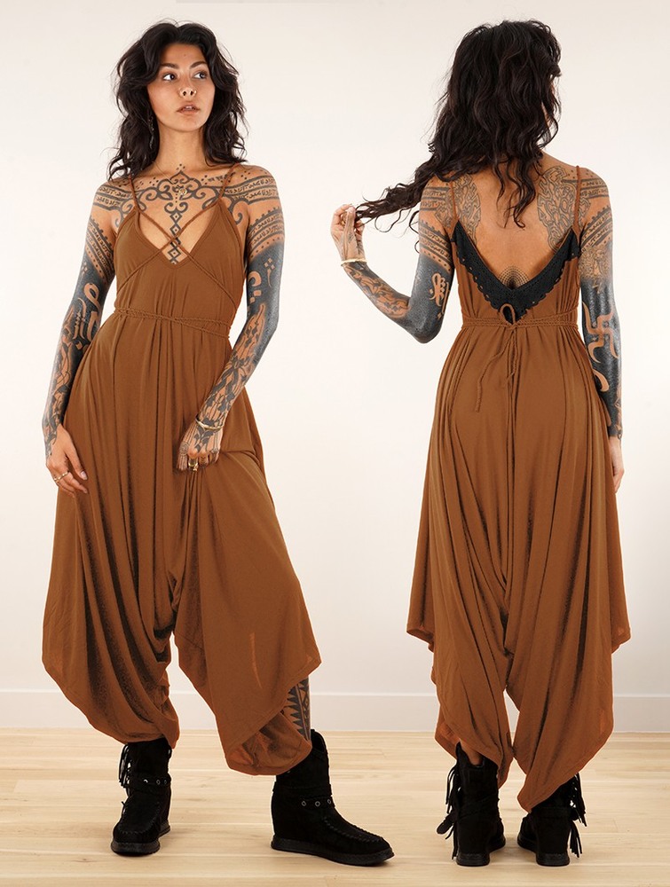 Kombinezony Długi Toonzshop Topäaz Loose And Reversible Strappy Jumpsuit Damskie Caramel | FLEKD-7342