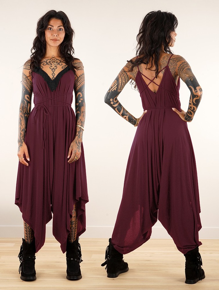 Kombinezony Długi Toonzshop Topäaz Loose And Reversible Strappy Jumpsuit Damskie Wine | VIKTO-4832