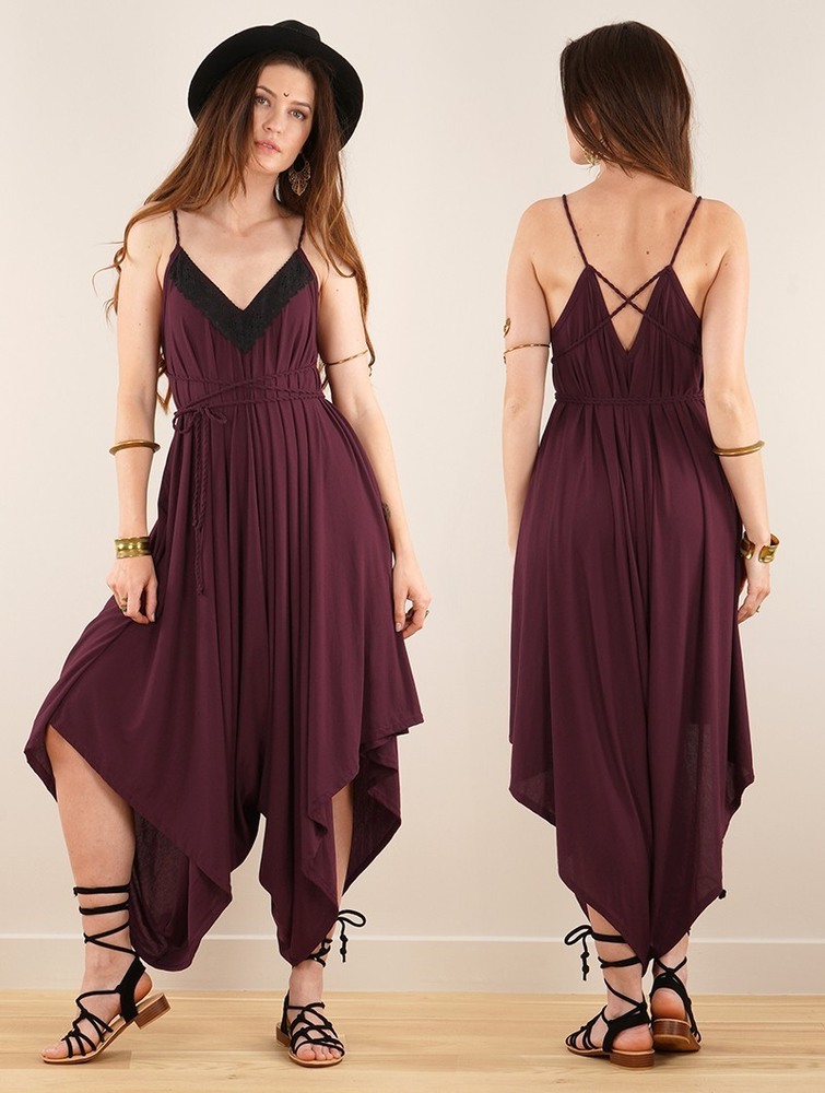 Kombinezony Długi Toonzshop Topäaz Loose And Reversible Strappy Jumpsuit Damskie Wine | VIKTO-4832