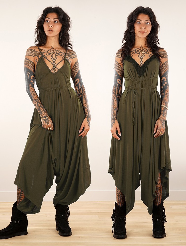 Kombinezony Długi Toonzshop Topäaz Loose And Reversible Strappy Jumpsuit Damskie Khaki | RSJBD-7916