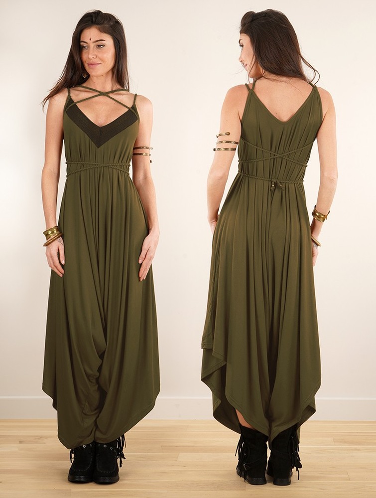 Kombinezony Długi Toonzshop Topäaz Loose And Reversible Strappy Jumpsuit Damskie Khaki | RSJBD-7916