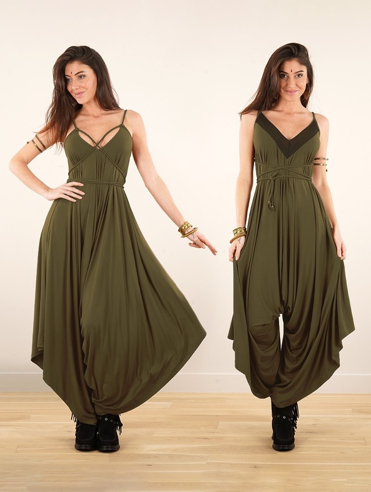 Kombinezony Długi Toonzshop Topäaz Loose And Reversible Strappy Jumpsuit Damskie Khaki | RSJBD-7916