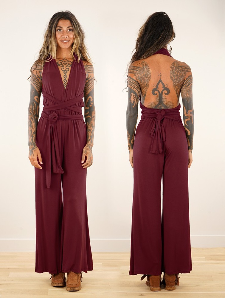 Kombinezony Długi Toonzshop Wakiza Infinity Jumpsuit Damskie Wine | QZKDL-2548