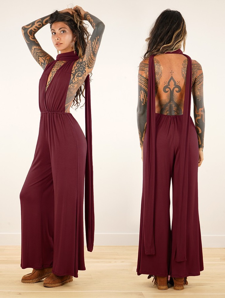 Kombinezony Długi Toonzshop Wakiza Infinity Jumpsuit Damskie Wine | QZKDL-2548