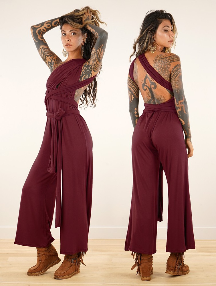 Kombinezony Długi Toonzshop Wakiza Infinity Jumpsuit Damskie Wine | QZKDL-2548