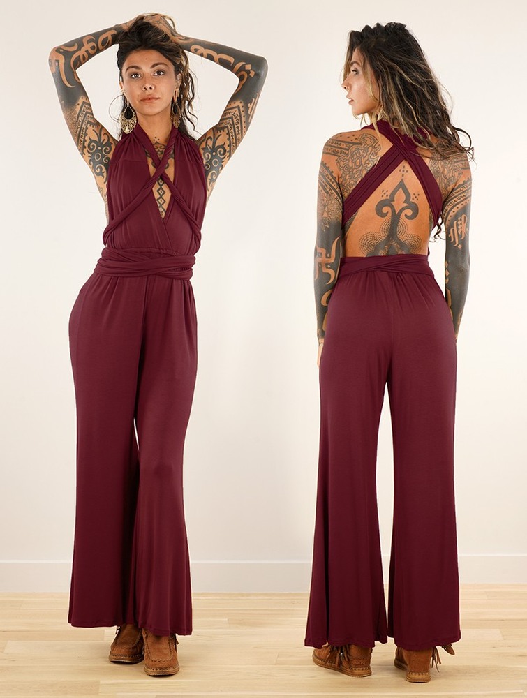 Kombinezony Długi Toonzshop Wakiza Infinity Jumpsuit Damskie Wine | QZKDL-2548