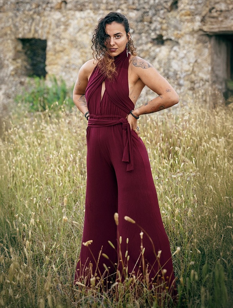 Kombinezony Długi Toonzshop Wakiza Infinity Jumpsuit Damskie Wine | QZKDL-2548