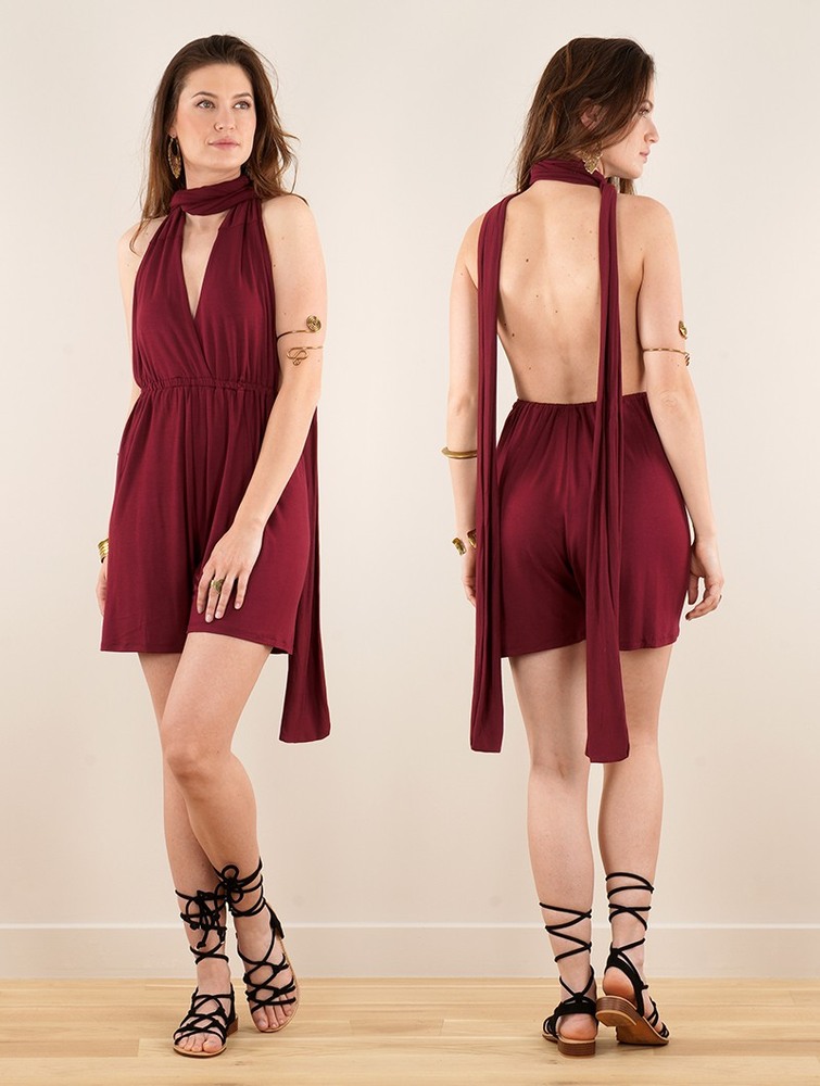 Kombinezony Toonzshop Wakiza Short Infinity Playsuit Damskie Wine | MKQJF-1045