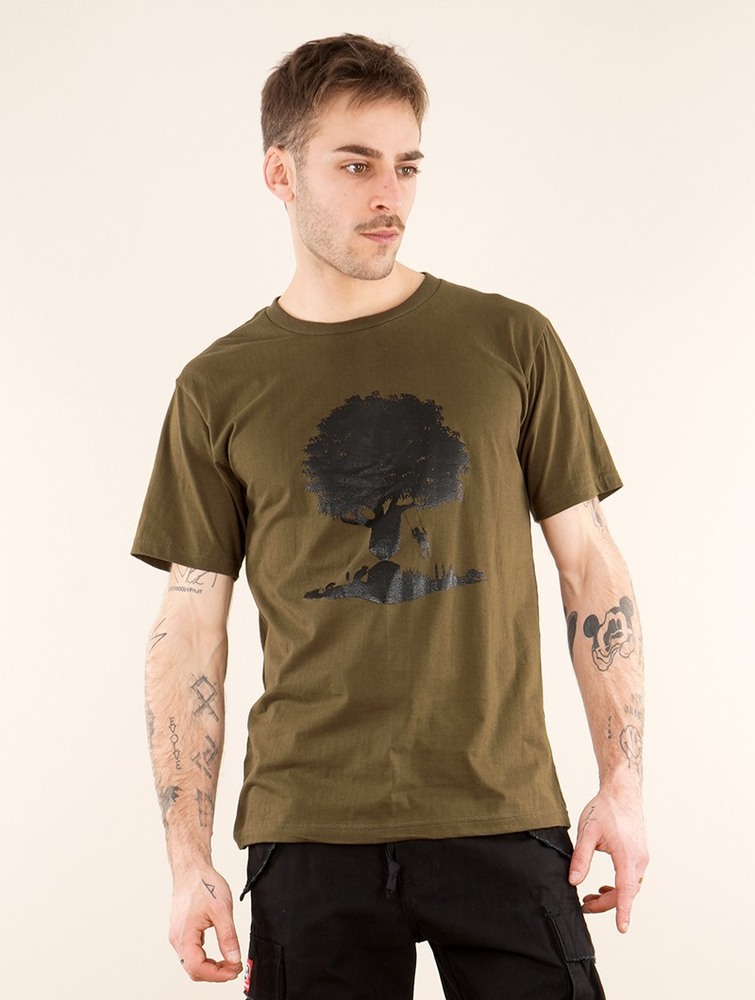 Koszulka Toonzshop Castor Tree Printed Short Sleeve T-shirt Męskie Głęboka Zielone | AYSLU-8593