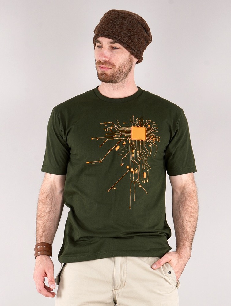 Koszulka Toonzshop Electrosystem Printed Short Sleeve T-shirt Męskie Zielone | ZNWYJ-3587