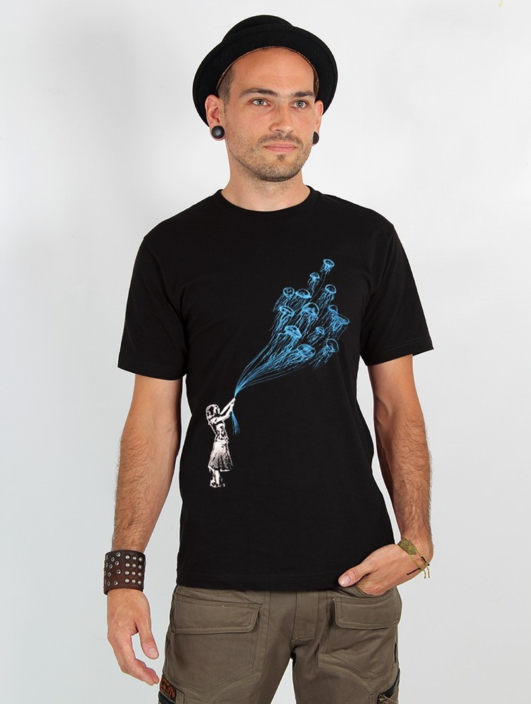 Koszulka Toonzshop Flying Medusa Printed Short Sleeve T-shirt Męskie Czarne | DCESA-8956