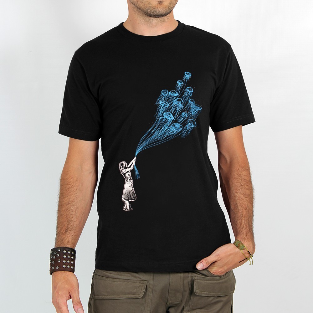 Koszulka Toonzshop Flying Medusa Printed Short Sleeve T-shirt Męskie Czarne | DCESA-8956