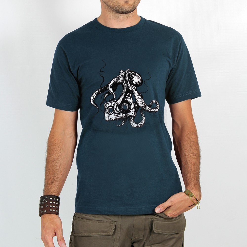 Koszulka Toonzshop Octopus K7 Printed Short Sleeve T-shirt Męskie Ciemny Niebieskie | YHPEB-6109