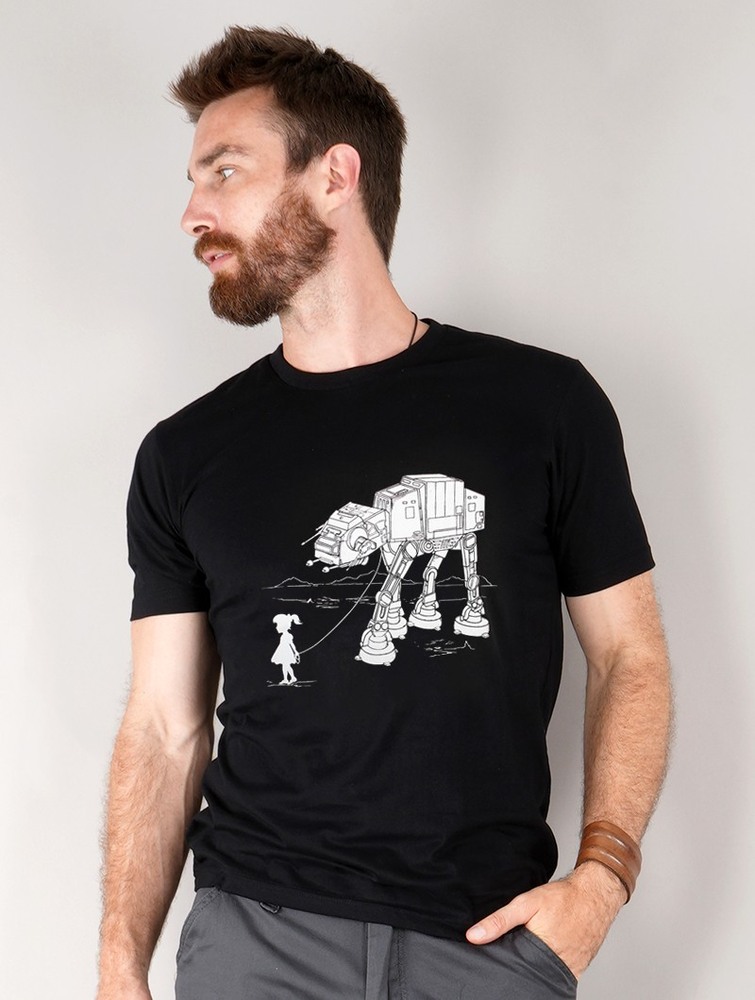 Koszulka Toonzshop Robot Pet Printed Short Sleeve T-shirt Męskie Czarne | AEWKO-8926