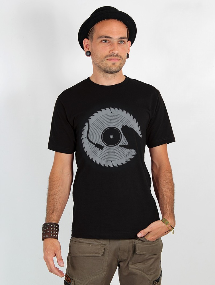 Koszulka Toonzshop Saw Blade Dj Printed Short Sleeve T-shirt Męskie Czarne | FUILE-2653