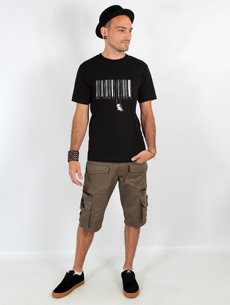 Koszulka Toonzshop Swing Barcode Printed Short Sleeve T-shirt Męskie Czarne | LOJWN-8904