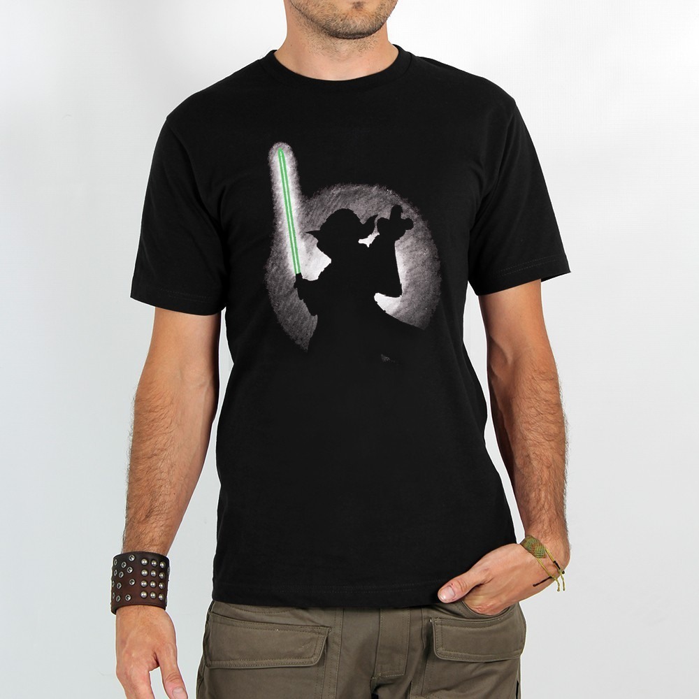 Koszulka Toonzshop Yoda Shadow Printed Short Sleeve T-shirt Męskie Czarne | ESMTI-6130