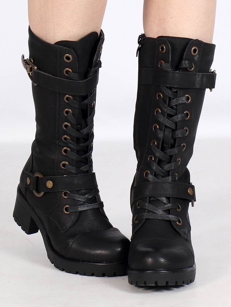 Kozaki Toonzshop Dezba High Boots Damskie Czarne Złote | VNQES-2748