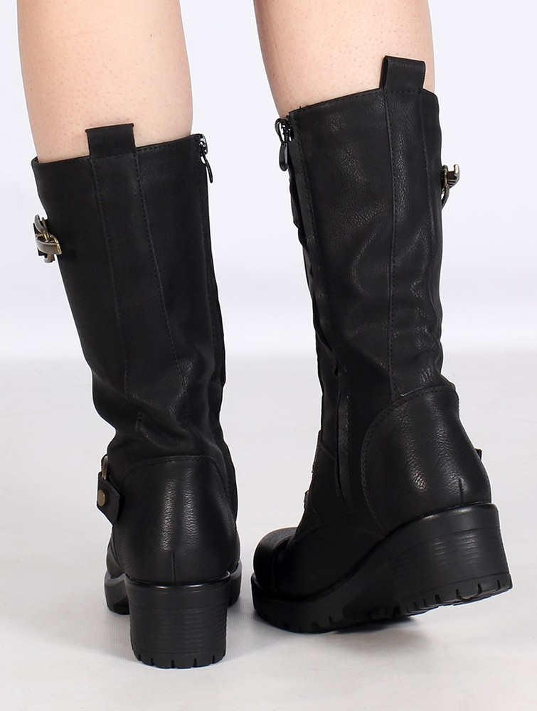 Kozaki Toonzshop Dezba High Boots Damskie Czarne Złote | VNQES-2748