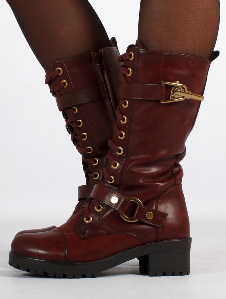 Kozaki Toonzshop Dezba High Boots Damskie Auburn and old brass details | DXVJQ-6412