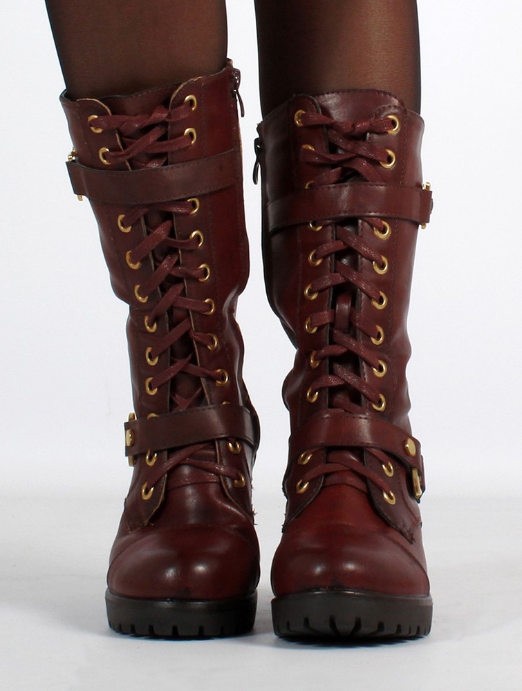 Kozaki Toonzshop Dezba High Boots Damskie Auburn and old brass details | DXVJQ-6412