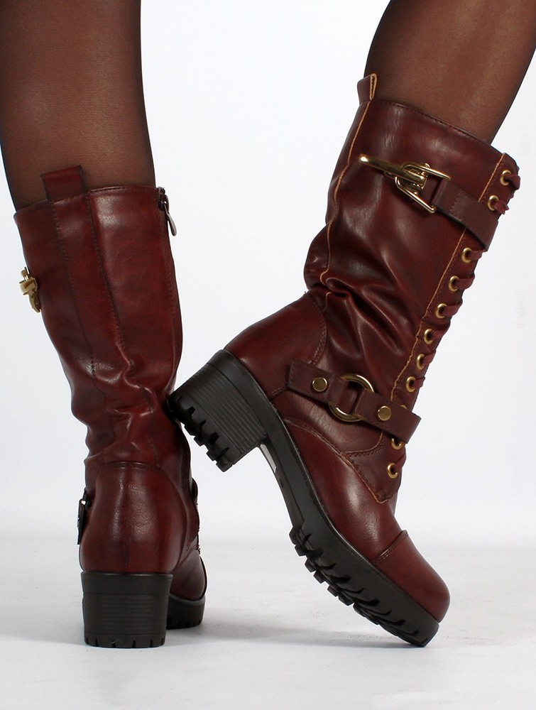 Kozaki Toonzshop Dezba High Boots Damskie Auburn and old brass details | DXVJQ-6412