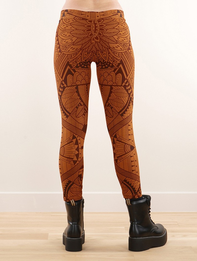 Legginsy Toonzshop Rinji Africa Printed ¾ Leggings Damskie Rusty | PZTFN-8651