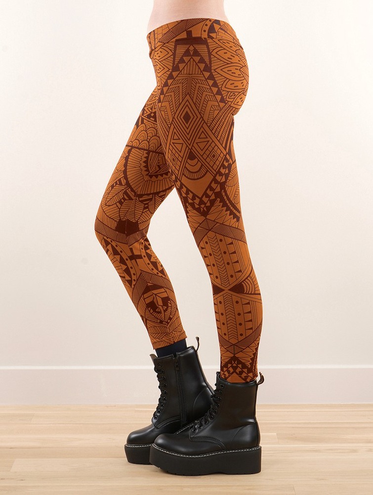 Legginsy Toonzshop Rinji Africa Printed ¾ Leggings Damskie Rusty | PZTFN-8651