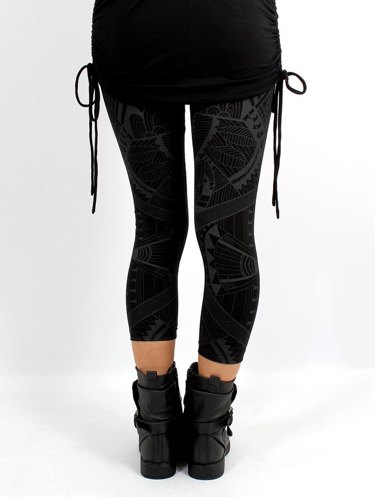 Legginsy Toonzshop Rinji Africa Printed ¾ Legging Damskie Czarne | HRYSJ-4567