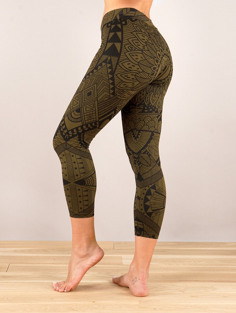 Legginsy Toonzshop Rinji Africa Printed ¾ Leggings Damskie Zielone | PQGIN-7432