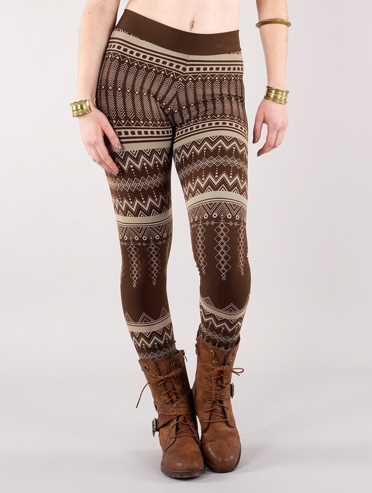 Legginsy Toonzshop Rinji Aztec Printed Long Leggings Damskie Ciemny Brązowe | BMGOV-7862