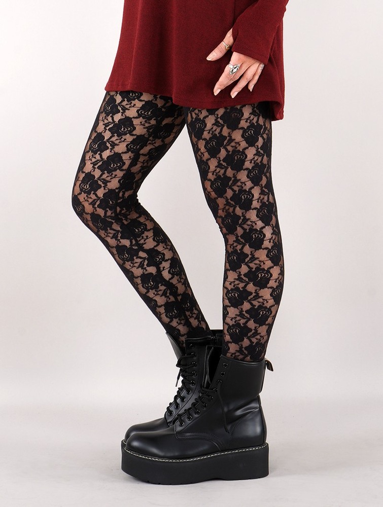 Legginsy Toonzshop Yaö-kö Lace Long Leggings Damskie Czarne | RJDVI-8917