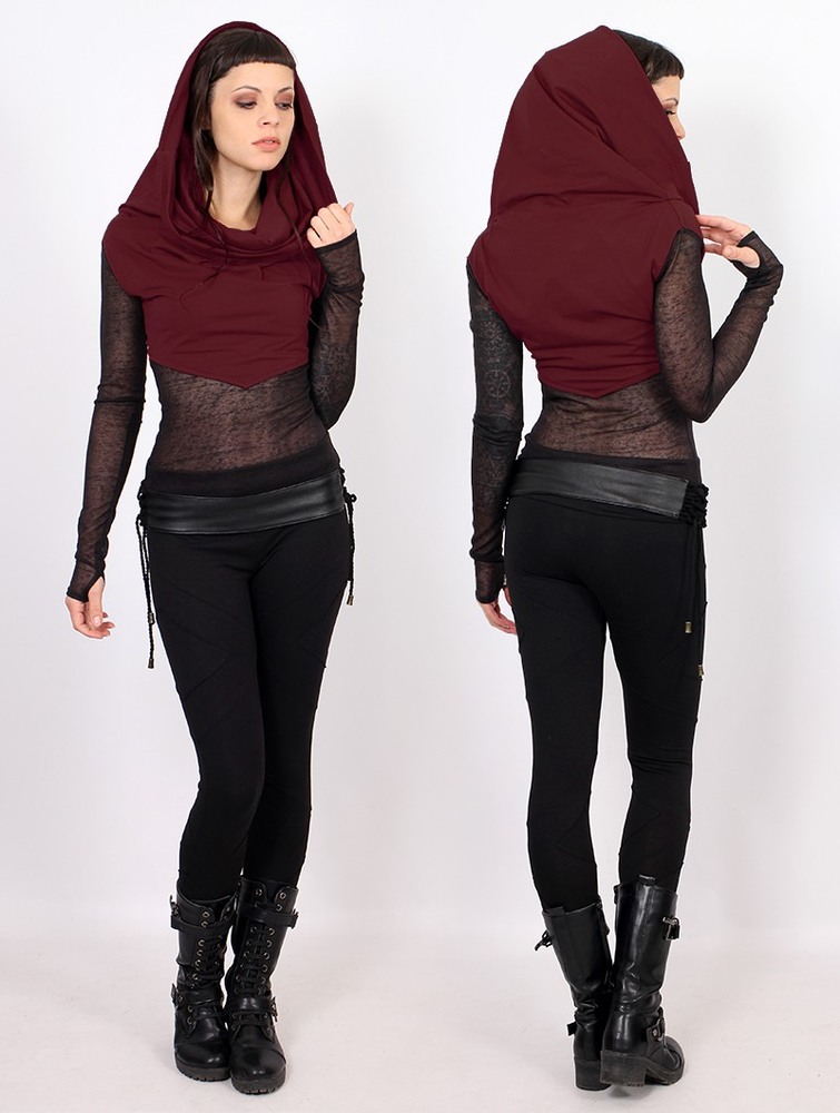 Najfatalniejszy Toonzshop Azmiyäa Transparent Insert Long Sleeve Top Damskie Wine | REUSN-5063