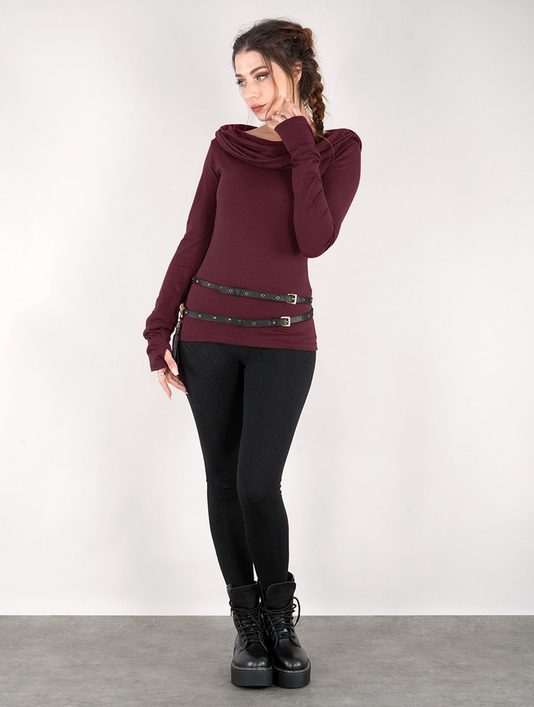 Najfatalniejszy Toonzshop Chryzz Long Sleeve Top Damskie Wine | SRUNP-6538